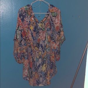 Multi-color off shoulder tunic